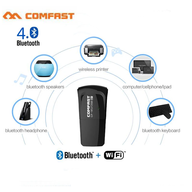 Comfast Bluetooth4.0 + WIFI 150 Мбит/с wifi ключ RTL8723BU чипсет 802.11n Wifi bluetooth адаптер|Адаптеры и