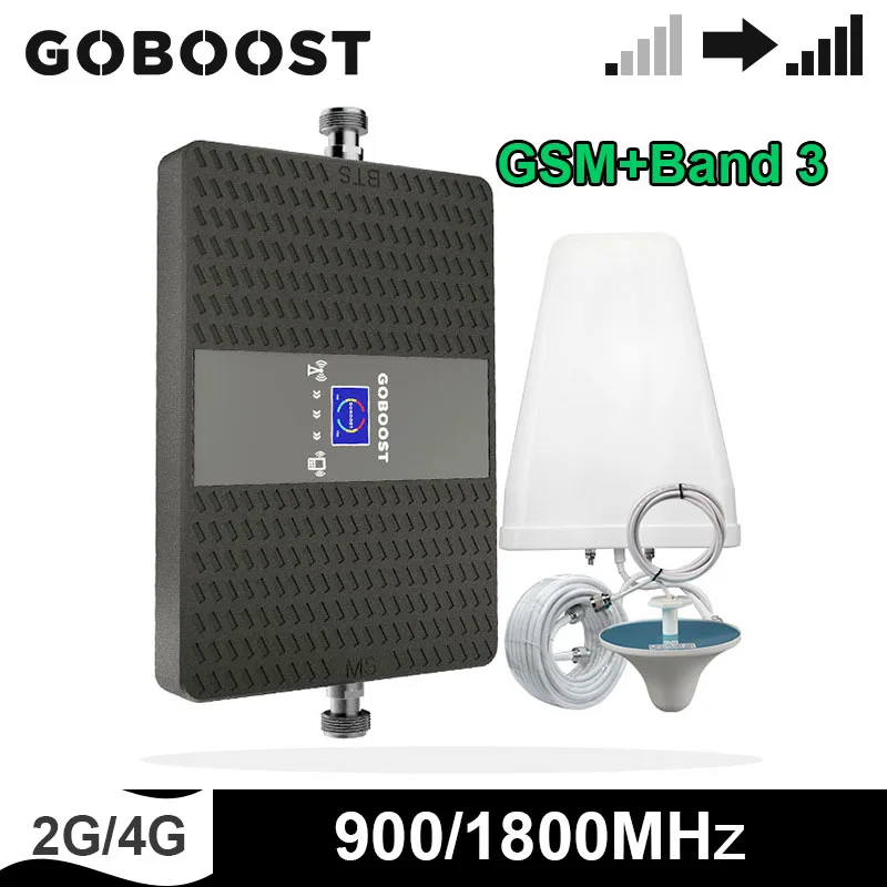 GOBOOST двухдиапазонный GSM 900 МГц 2g усилитель сигнала WCDMA 1800 полоса 3 4g ретранслятор