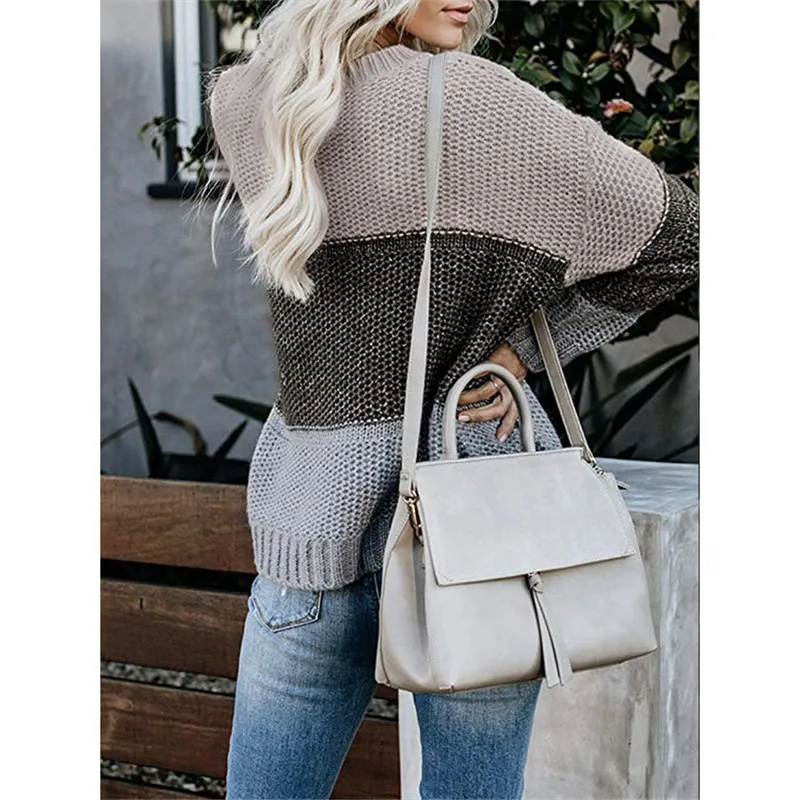 2020 Casual Striped Patchwork Women Sweater Fashion O-neck Long Sleeves Loose Knitting Clothes
2020 Casual Striped Patchwork Women Sweater Fashion O-neck Long Sleeves Loose Knitting Clothes