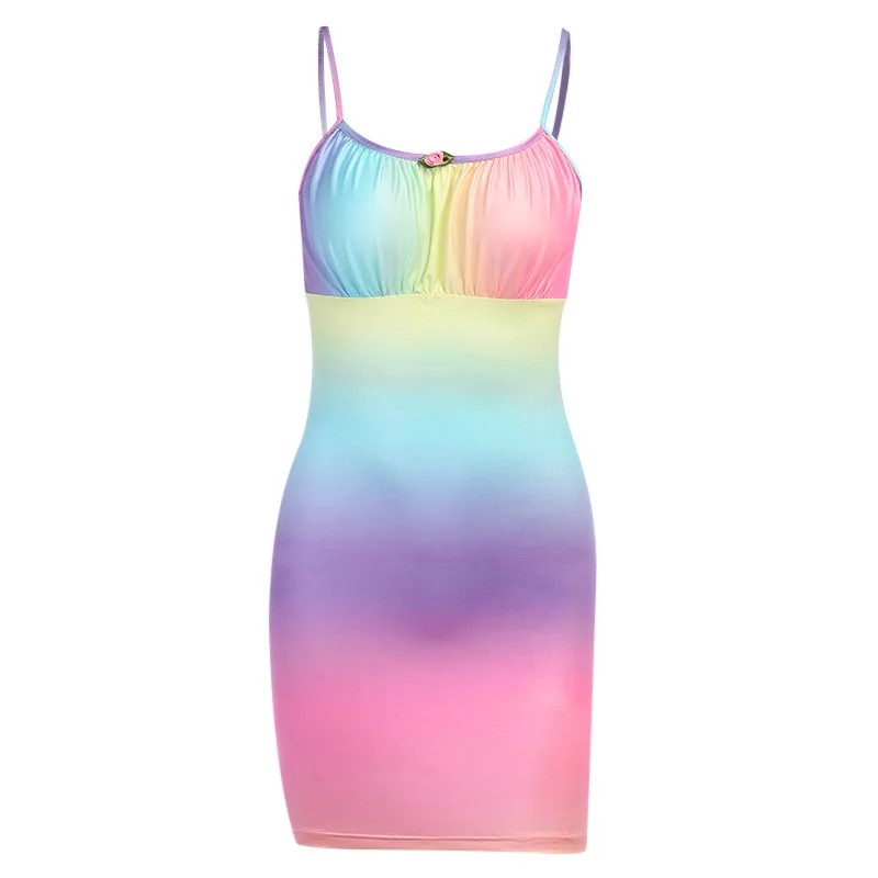 2021 summer new style women's tie-dye dress for women suspender dress foreign trade fashion suspender skirt women