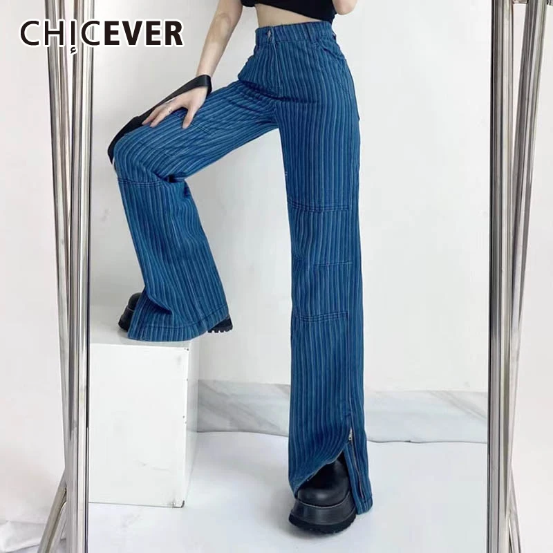 CHICEVER Blue Striped Baggy Jeans For Women High Waist Full Length Front Split Straight Korean Fashion Denim Pants 2021 Clothing
CHICEVER Blue Striped Baggy Jeans For Women High Waist Full Length Front Split Straight Korean Fashion Denim Pants 2021 Clothing