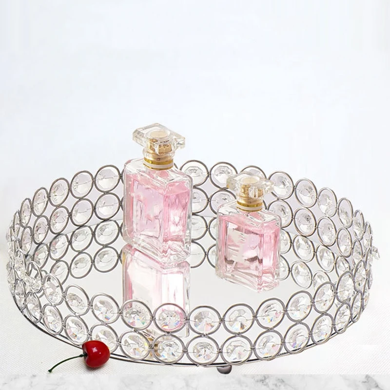 Silver Round Mirror Decorative Cosmetics Storage Box Tray, Wedding Home Decoration Rack
Silver Round Mirror Decorative Cosmetics Storage Box Tray, Wedding Home Decoration Rack