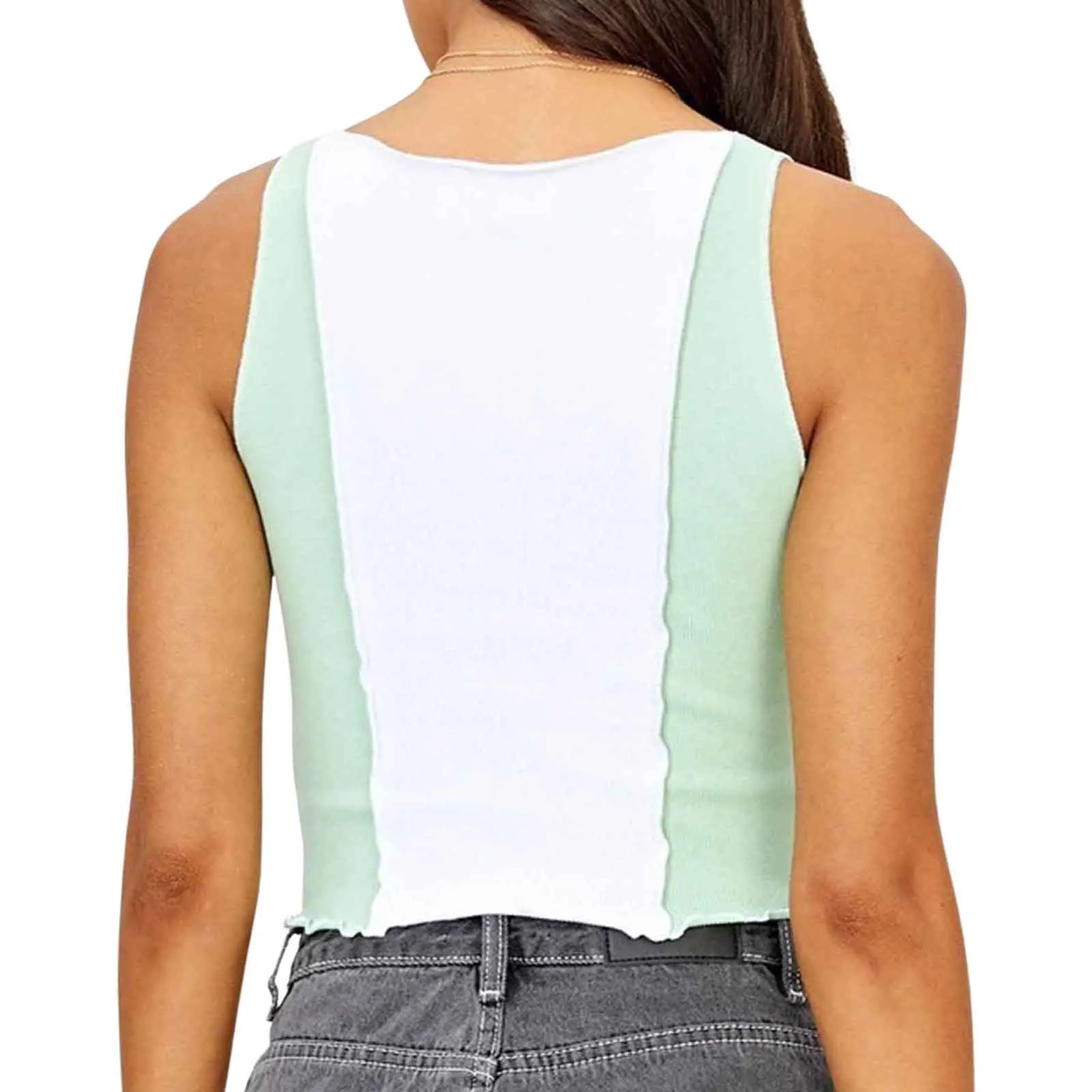 Women Sexy Cropped Tank Tops Summer Color Block Patchwork Sleeveless Short Camis Vest
Women Sexy Cropped Tank Tops Summer Color Block Patchwork Sleeveless Short Camis Vest