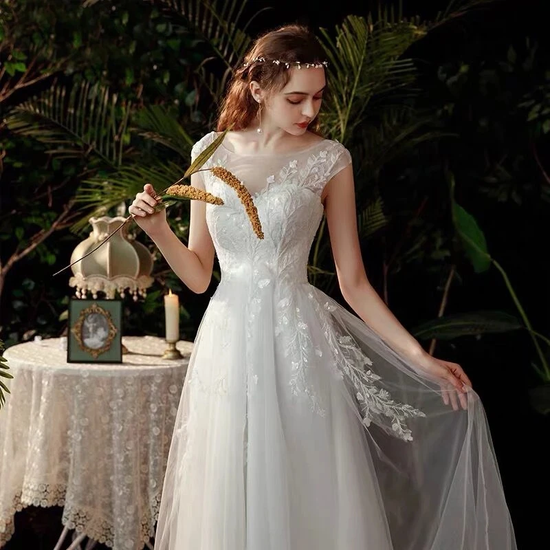 

Boho robe de mariee vestido novia wedding dress longue Robe De Soiree simple robe de soiree bride to be gown lace robe
