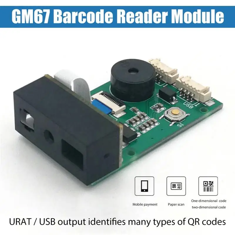 

Считыватель штрих-кода GM67 1D 2D USB UART с зуммером, программируемый модуль сканера QR-кода, плата для компонентов Android