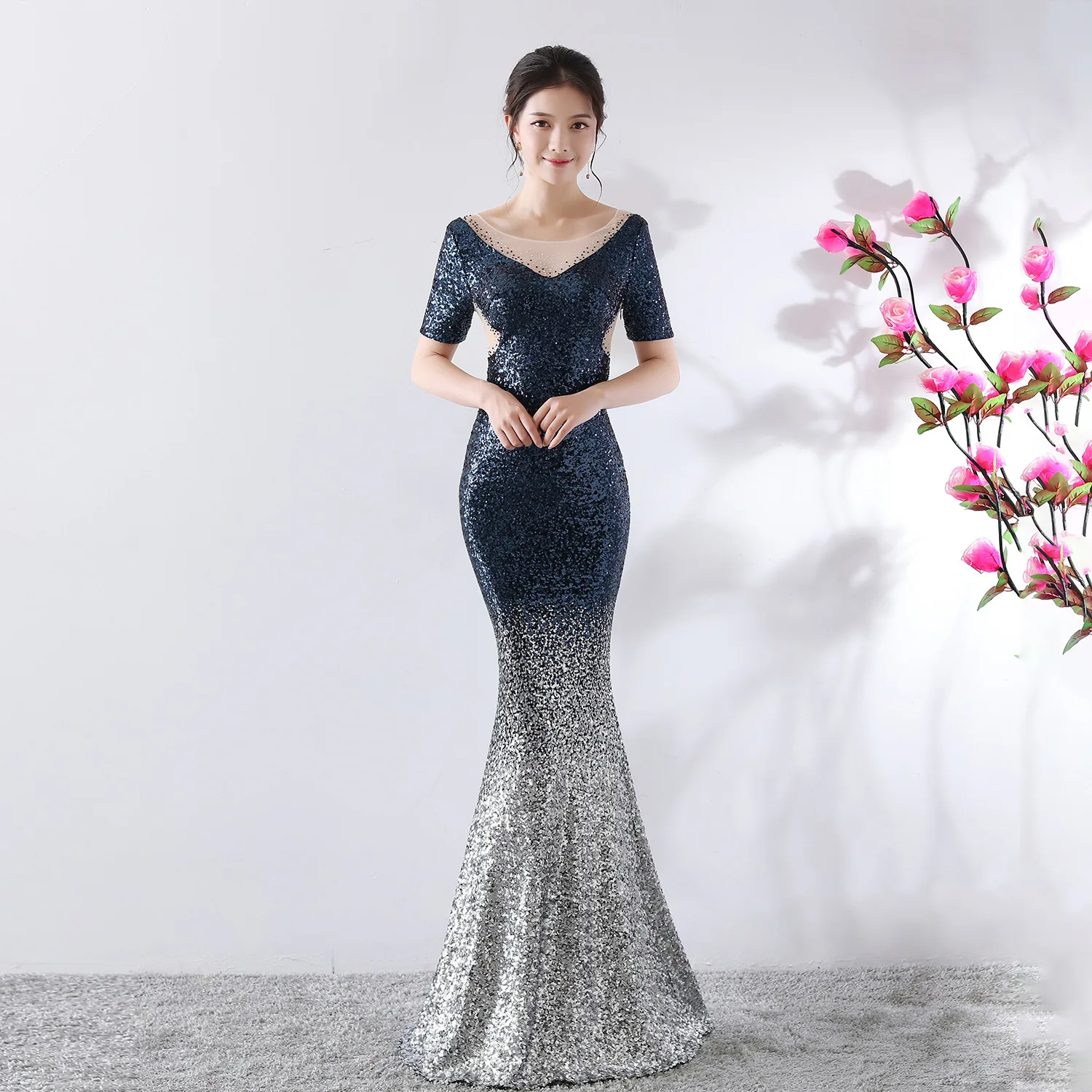 Gradient Sequin Mermaid Long Dresses 2022 Formal Party Dress Elegant Women Beaded Tulle Galaxy Luxury Evening Dress Short Sleeve
Gradient Sequin Mermaid Long Dresses 2022 Formal Party Dress Elegant Women Beaded Tulle Galaxy Luxury Evening Dress Short Sleeve