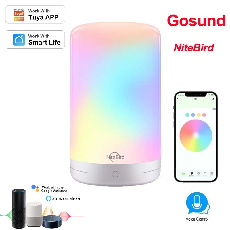 NiteBird Tuya Smart Touch Dimmable RGB Table Lamp Bedroom Atmosphere Light Gosund App Control Compatible With Alexa Google Home
NiteBird Tuya Smart Touch Dimmable RGB Table Lamp Bedroom Atmosphere Light Gosund App Control Compatible With Alexa Google Home