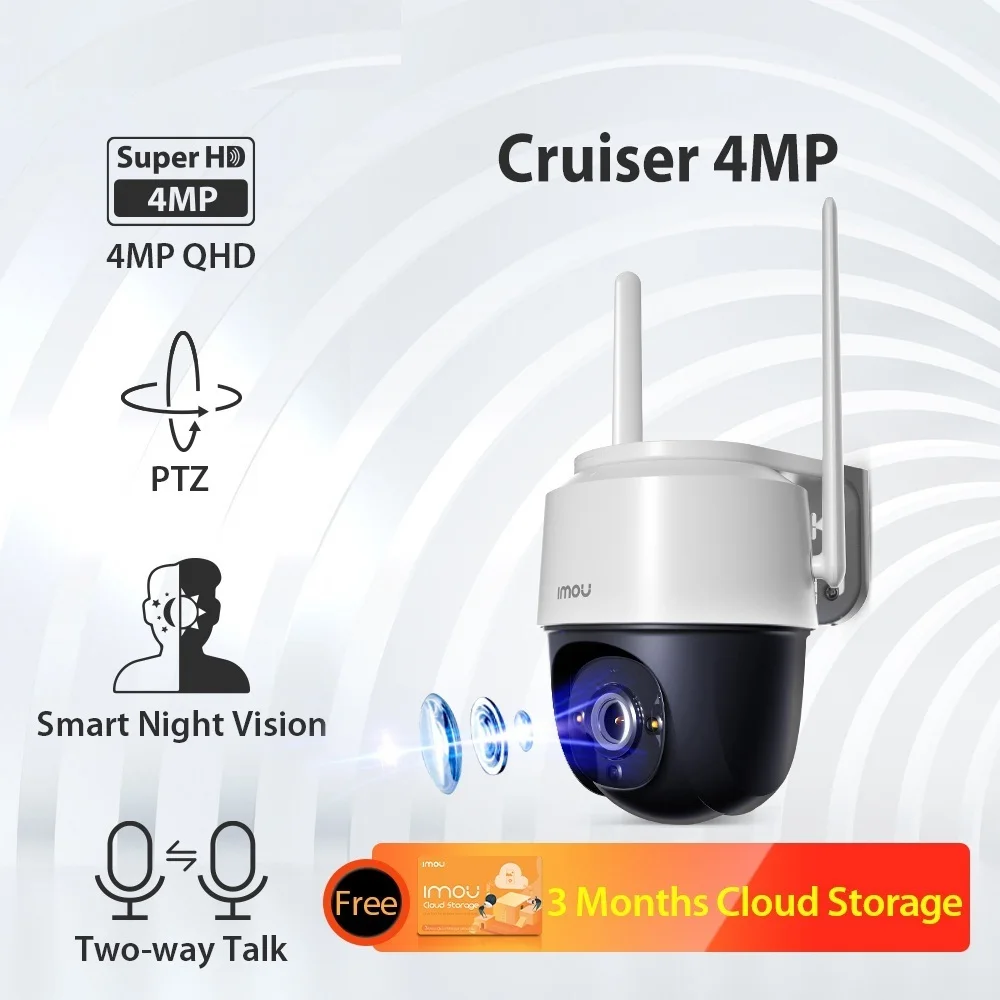 New Cruiser 4MP Full Color Wi-Fi Camera H.265 PTZ Outdoor IP66 Weatherproof Audio Record Night Vision AI Human Detection
New Cruiser 4MP Full Color Wi-Fi Camera H.265 PTZ Outdoor IP66 Weatherproof Audio Record Night Vision AI Human Detection