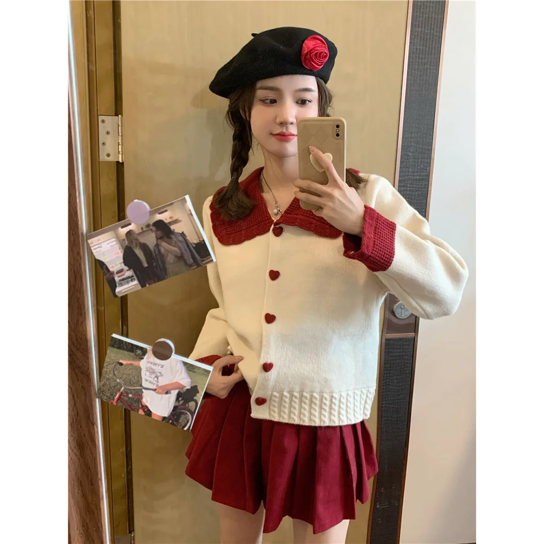 New Year Red Doll Neck Sweater for Women Cardigan Korean fashion Casual Knitwear Christmas Kawaii Sweet Preppy Women Sweater
New Year Red Doll Neck Sweater for Women Cardigan Korean fashion Casual Knitwear Christmas Kawaii Sweet Preppy Women Sweater