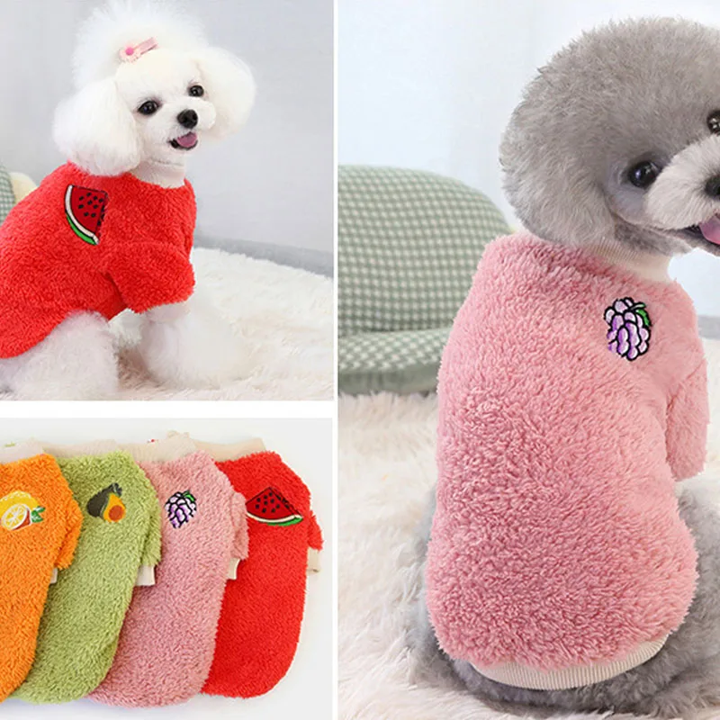 Warm Fleece Pet Clothes Cute Fruit Print Coat Small Medium Dog Cat Shirt Jacket Teddy French Bulldog Chihuahua Winter Outfit
Warm Fleece Pet Clothes Cute Fruit Print Coat Small Medium Dog Cat Shirt Jacket Teddy French Bulldog Chihuahua Winter Outfit
