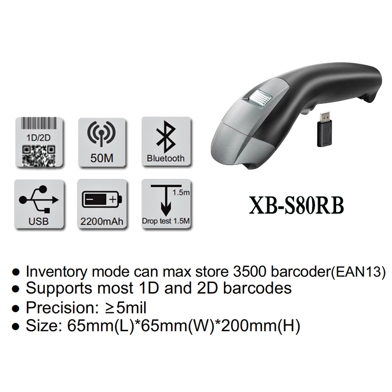 2D Cordless Handheld Standard Range Area Imager with Presentation Cradle and USB Kit for Alipay Mobile Payment XB-S80RB
2D Cordless Handheld Standard Range Area Imager with Presentation Cradle and USB Kit for Alipay Mobile Payment XB-S80RB
