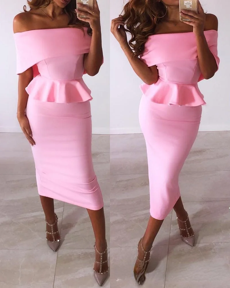 Pink One-piece Shoulder Lotus Leaf Waist Closing Dress (dress) 2021 European and American New Dresses Length Sleeve Style Type
Pink One-piece Shoulder Lotus Leaf Waist Closing Dress (dress) 2021 European and American New Dresses Length Sleeve Style Type