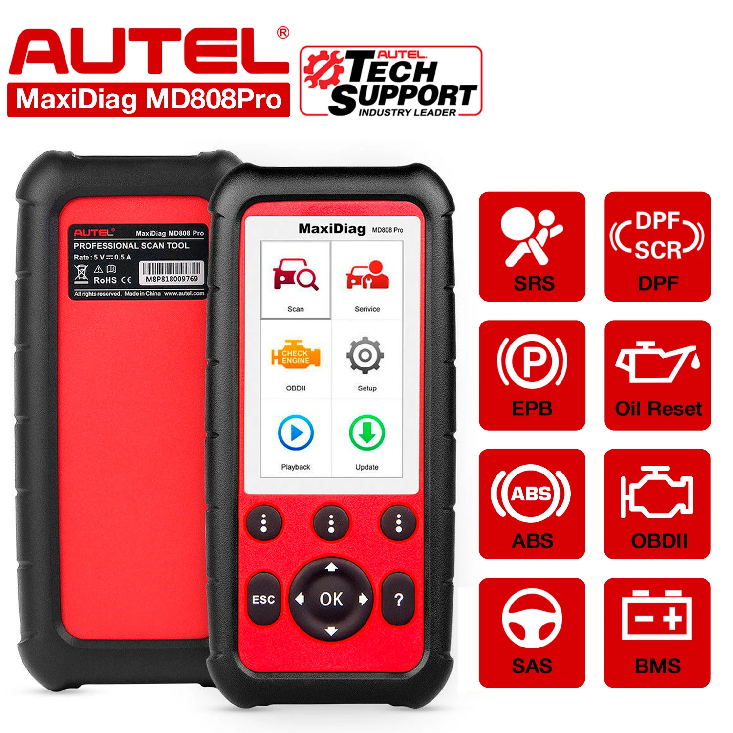 Autel MaxiDiag MD808 Pro все системы 2021 новейший OBD2 сканер для ABS, SRS,EPB,BMS,DPF,SAS, маслосброс диагностический инструмент
Autel MaxiDiag MD808 Pro все системы 2021 новейший OBD2 сканер для ABS, SRS,EPB,BMS,DPF,SAS, маслосброс диагностический инструмент