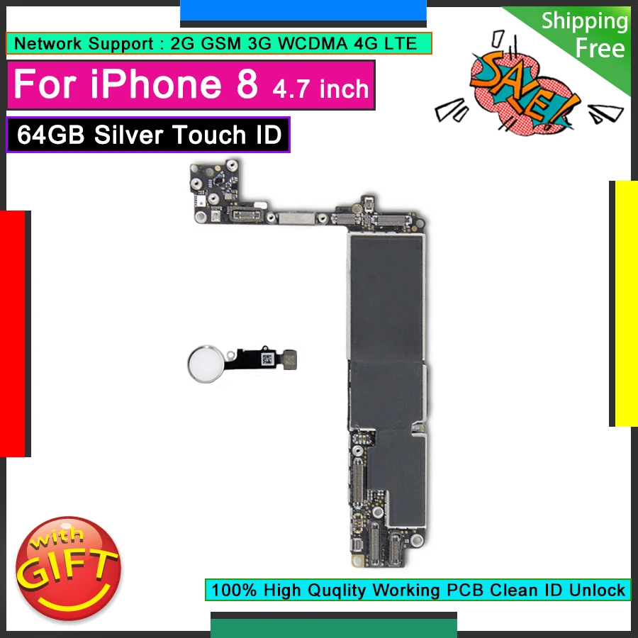 Original Motherboard For IPhone 8 64GB Logic Board WHITE Touch ID Home Button Unlocked Good Working Mainboard Tested Plate
Original Motherboard For IPhone 8 64GB Logic Board WHITE Touch ID Home Button Unlocked Good Working Mainboard Tested Plate