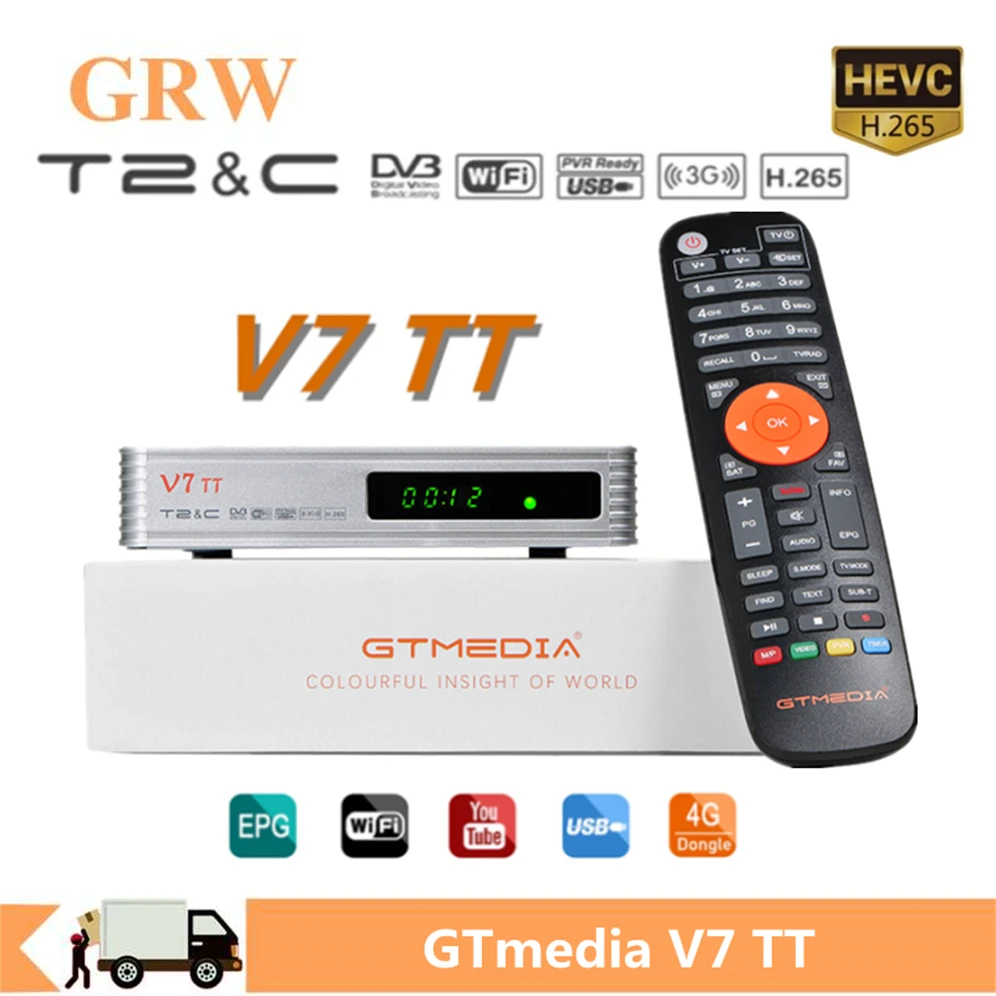 

Grwibeou 2021 Новый V7 TT DVB-T/T2 + DVB-C поддержка H.265 HEVC 10bit спутниковый приемник комбинированный ТВ тюнер с антенной usb