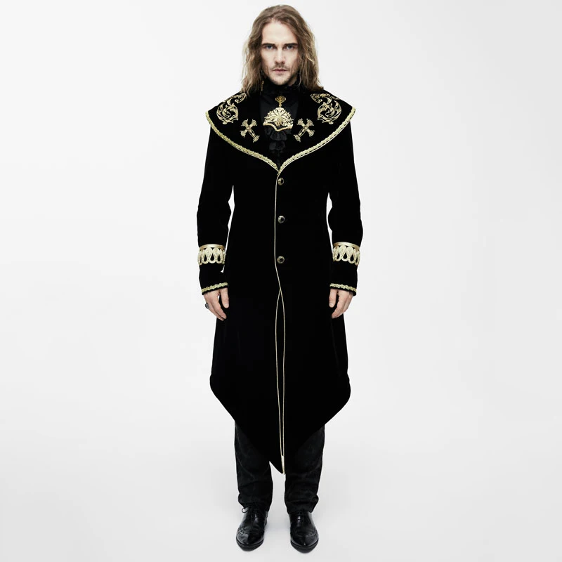 Мужская длинная куртка в стиле стимпанк вечернее длинное пальто с вышивкой