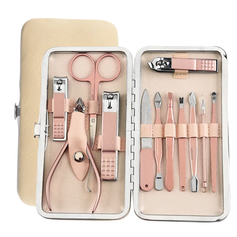 Stainless Steel Rose Gold Nail Clippers Set 12-Piece Set Manicure Set Nail Scissor Set Customizable Logo 
Stainless Steel Rose Gold Nail Clippers Set 12-Piece Set Manicure Set Nail Scissor Set Customizable Logo