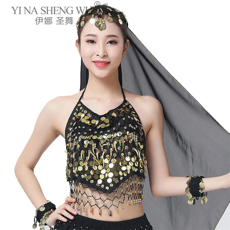 

Twinkling Sequined Belly Dance Bra Crop Top Beaded Fringe Dancing Underwear Costume India Performance Sexy Shinny Tassel Bra New