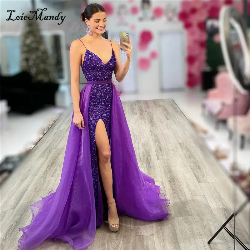 Sparkly Mermaid Prom Dresses Long With Detachable Skirt Train Red Carpet Celebrity Dress High Side Split Evening Party Gowns
Sparkly Mermaid Prom Dresses Long With Detachable Skirt Train Red Carpet Celebrity Dress High Side Split Evening Party Gowns