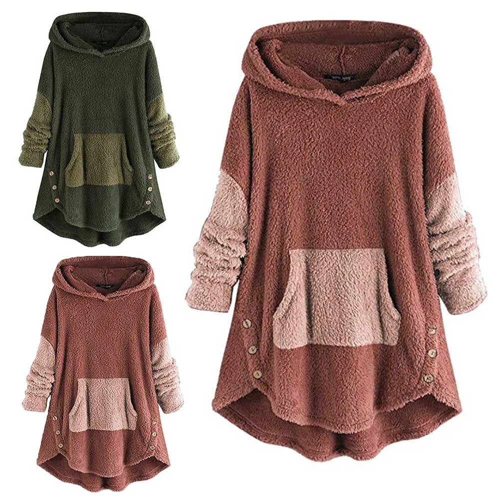 Pockets Artificial Fleece Fashion Casual Winter Irregular Long Sleeve Outwear Daily Women Coat Warm Loose With Hood Pullover
Pockets Artificial Fleece Fashion Casual Winter Irregular Long Sleeve Outwear Daily Women Coat Warm Loose With Hood Pullover