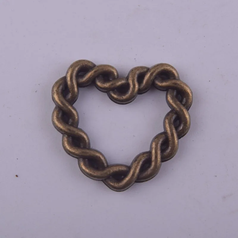 50pcs/lot Antique Bronze Twisted Braid Heart Connector Charm Vintage Style Jewelry Making China 
50pcs/lot Antique Bronze Twisted Braid Heart Connector Charm Vintage Style Jewelry Making China