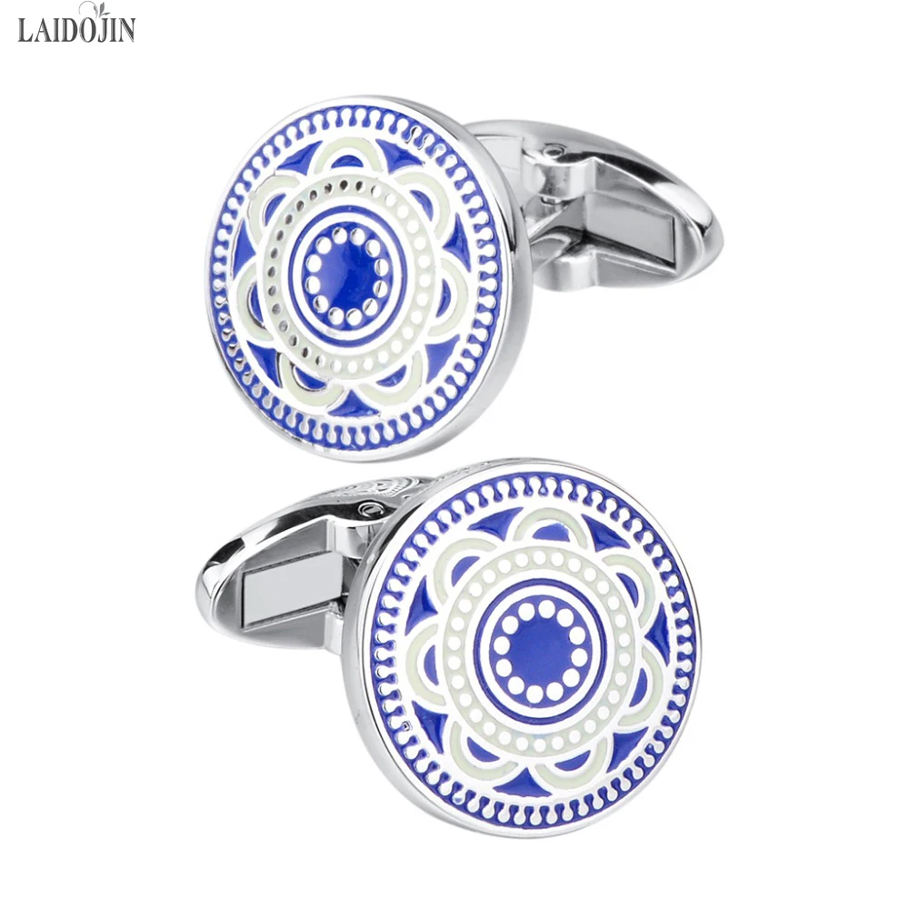 LAIDOJIN Luxury Shirt Cufflinks For Mens High Quality Blue Enamel Flower Pattern Wedding Cuff links Brand Male Cuff Accessories
LAIDOJIN Luxury Shirt Cufflinks For Mens High Quality Blue Enamel Flower Pattern Wedding Cuff links Brand Male Cuff Accessories