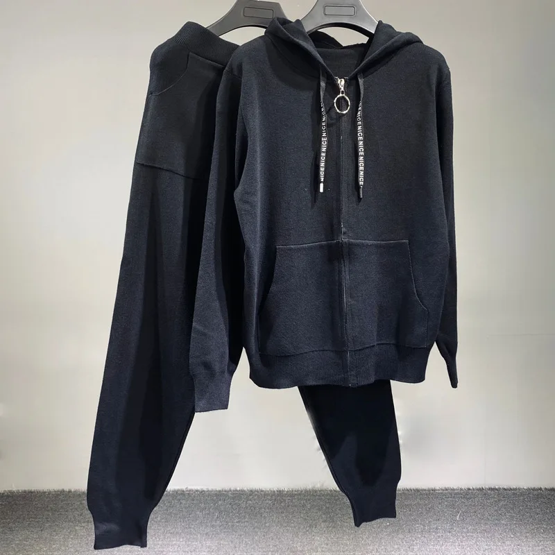 New 2021 Black Color women Long sleeve Knitted Cardigan Coat two pieces tracksuits plus size S7806
New 2021 Black Color women Long sleeve Knitted Cardigan Coat two pieces tracksuits plus size S7806