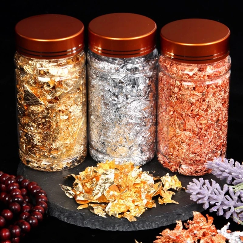 3g/1g Decorative Gold Leaf Flakes 3g Gold Silver Confetti DIY Nail Art Paiting Materials Decorating Foil Cake Decorating Tools
3g/1g Decorative Gold Leaf Flakes 3g Gold Silver Confetti DIY Nail Art Paiting Materials Decorating Foil Cake Decorating Tools