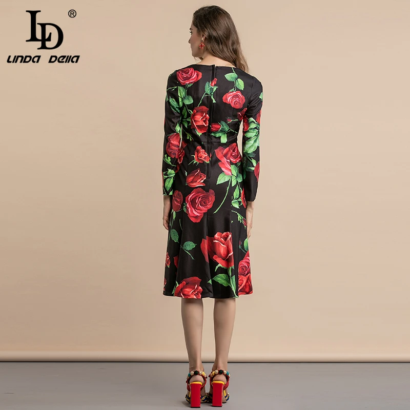 Женское платье с оборками LD LINDA DELLA подиумное винтажное вечернее средней длины