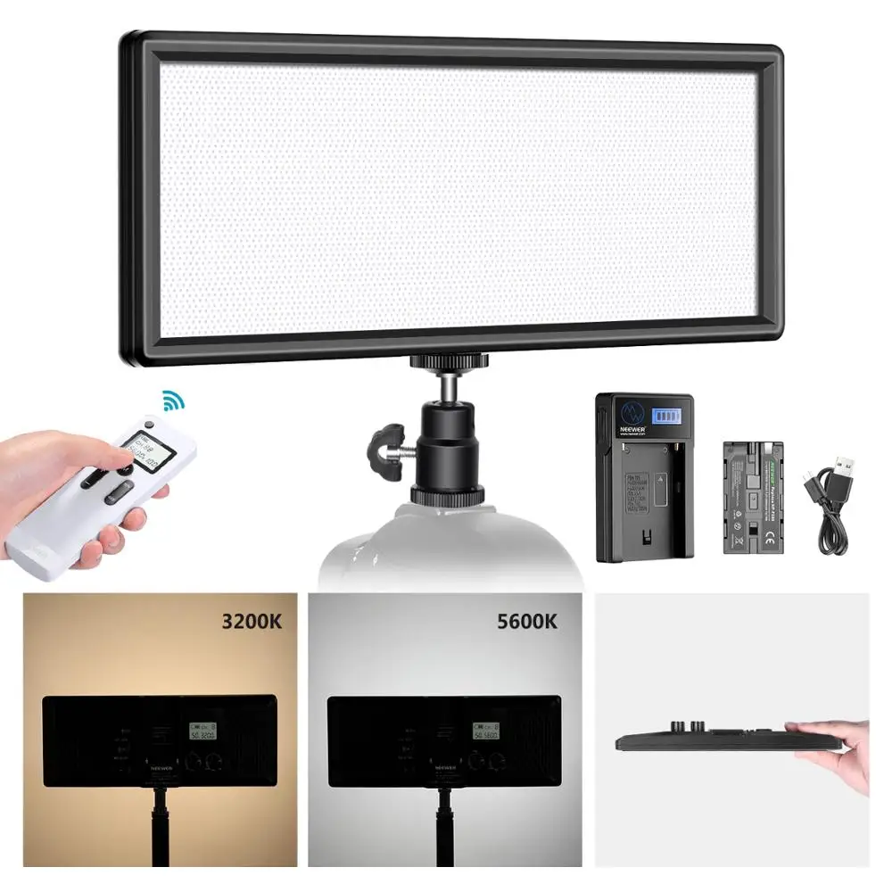 Neewer Super Slim 2.4G T120 on Camera LED Video Light Bi-color 3200-5600K Dimmable with LCD Display, Li-ion Battery
Neewer Super Slim 2.4G T120 on Camera LED Video Light Bi-color 3200-5600K Dimmable with LCD Display, Li-ion Battery