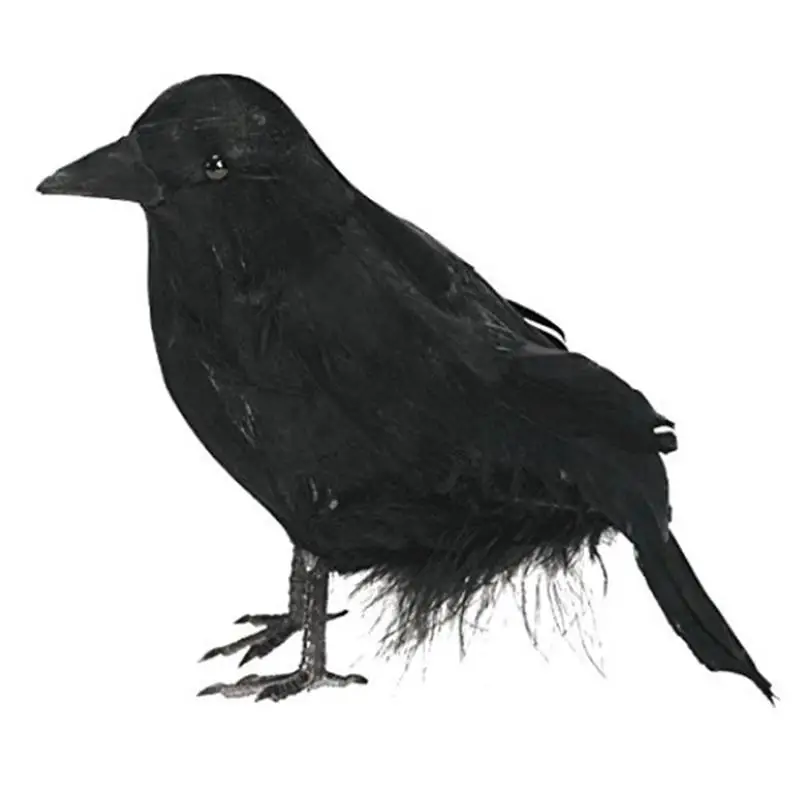 Crow Decoration Black Leather Realistic Artificial Raven For Halloween Simulation Bird Ghost Festival Ornament | Дом и сад