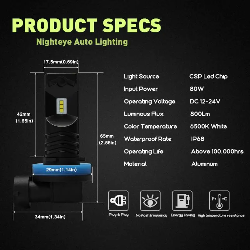 Nighteye H11/H8/H9 160W LED Fog Light Bulbs Car Driving Lamp DRL 6500K White X2 Car Styling Auto Headlamp Fog Light Bulbs
Nighteye H11/H8/H9 160W LED Fog Light Bulbs Car Driving Lamp DRL 6500K White X2 Car Styling Auto Headlamp Fog Light Bulbs