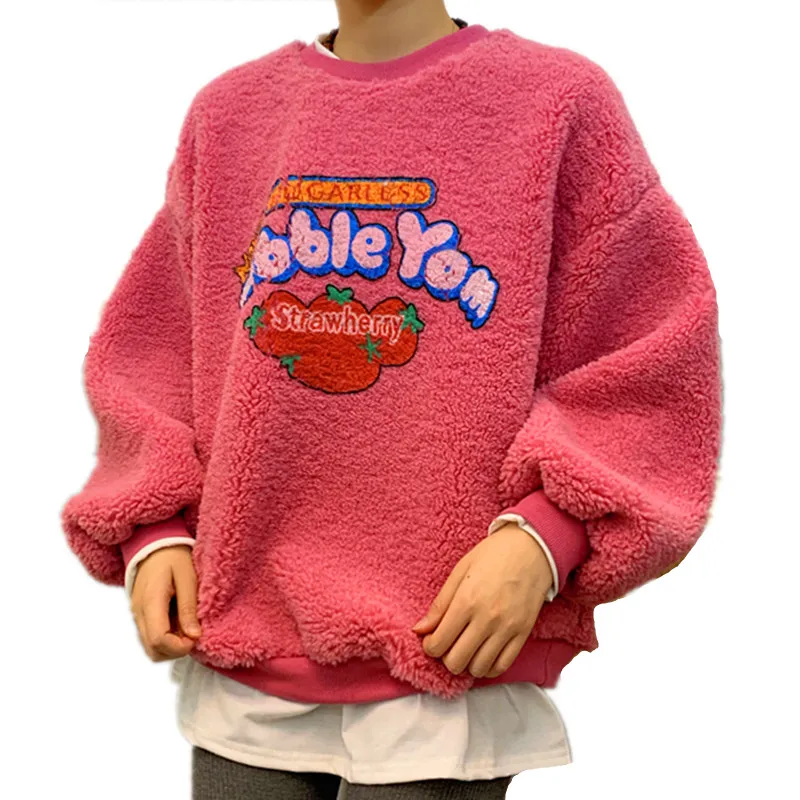 Women Fake 2 Pieces Warm Sweatshirt Fall Winter Long Sleeve Fleece Hoodie Strawberry Print Fuzzy Hoody Pullover S-2XL Kawaii Top
Women Fake 2 Pieces Warm Sweatshirt Fall Winter Long Sleeve Fleece Hoodie Strawberry Print Fuzzy Hoody Pullover S-2XL Kawaii Top