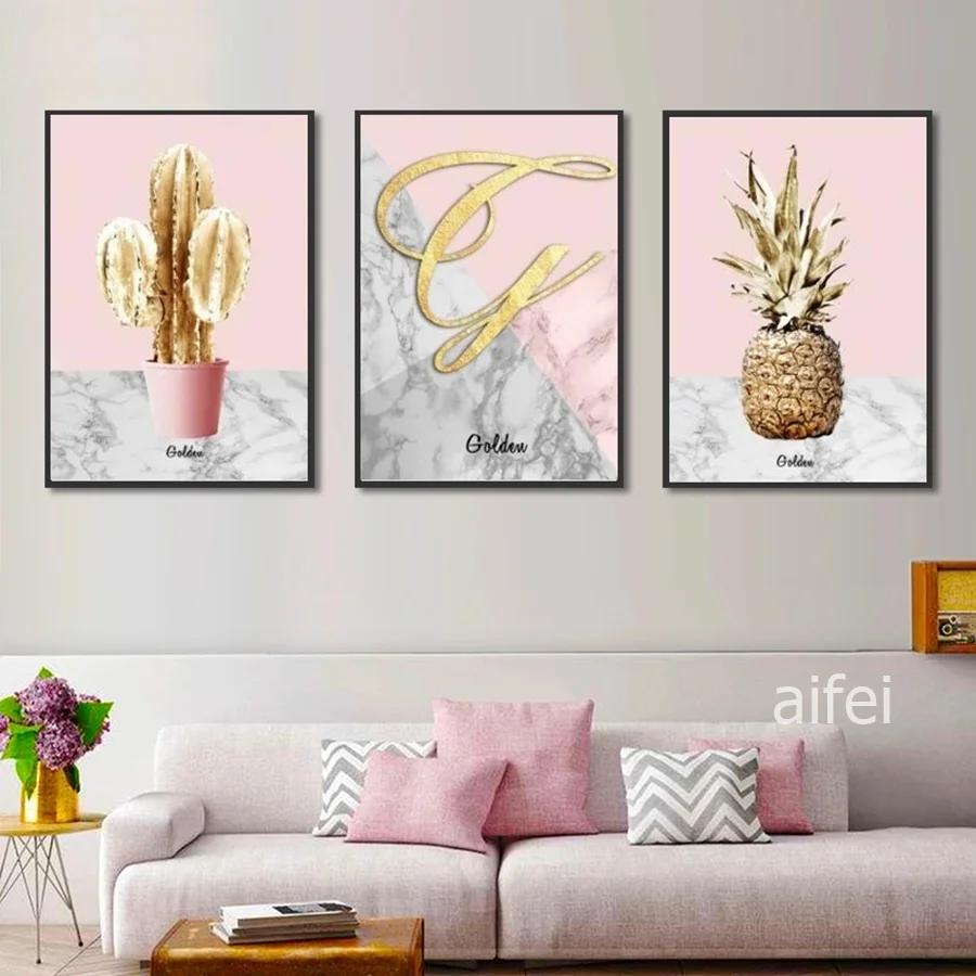 Nordic Pink Gold Pineapple Poster Golden Cactus Canvas Paintings for Living Room Modern Home Decoration Wall Art Pictures
Nordic Pink Gold Pineapple Poster Golden Cactus Canvas Paintings for Living Room Modern Home Decoration Wall Art Pictures