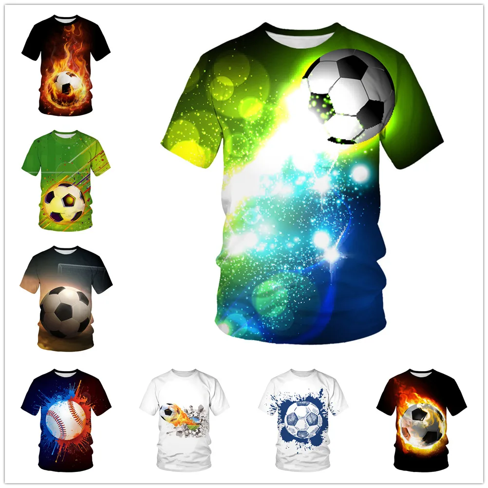 

Summer 4-13Y Children Teen Casual Football Tshirt Fire Soccer Funny Print T-Shirts For Boys Girls Kids Baby Birthday Clothes Tee