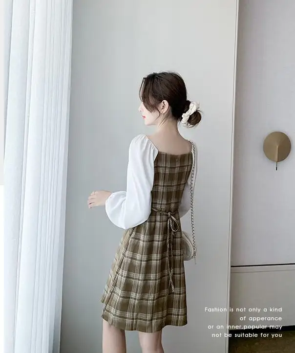 Women Dress Plus Size Fashion Elegant Square Collar A-line Mid-calf Plaid Pattern Splicing Long Sleeve 2021
Women Dress Plus Size Fashion Elegant Square Collar A-line Mid-calf Plaid Pattern Splicing Long Sleeve 2021