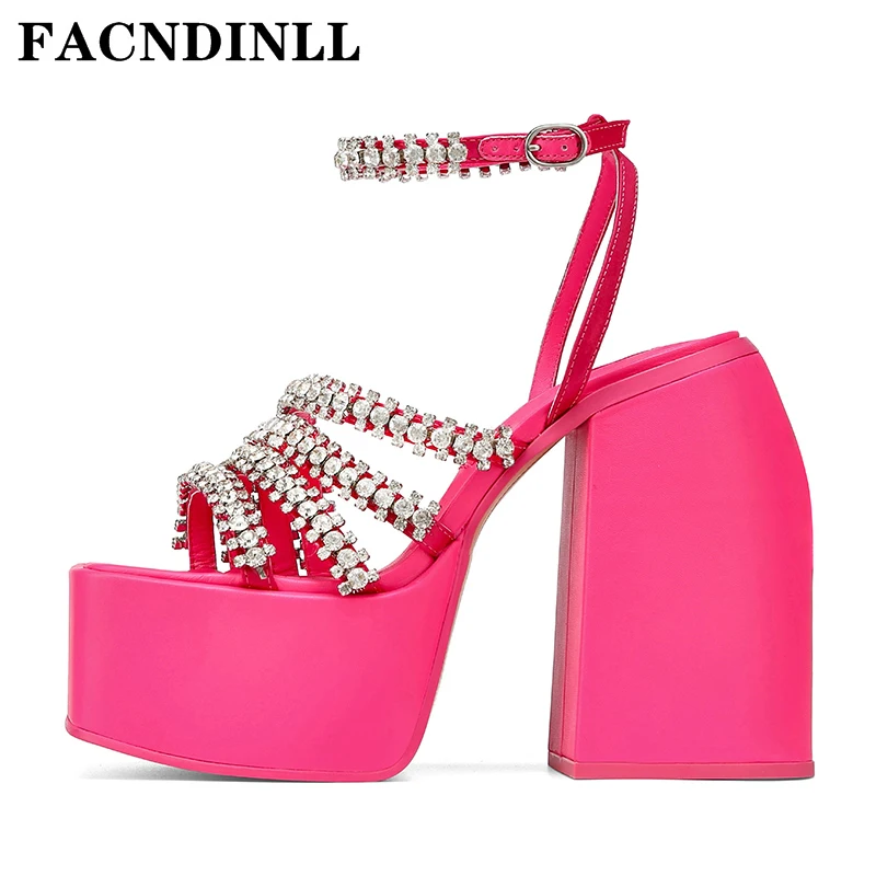 Женские босоножки со стразами, розовые или белые босоножки на платформе и массивном высоком каблуке, вечерние босоножки, лето 2022 
Женские босоножки со стразами, розовые или белые босоножки на платформе и массивном высоком каблуке, вечерние босоножки, лето 2022