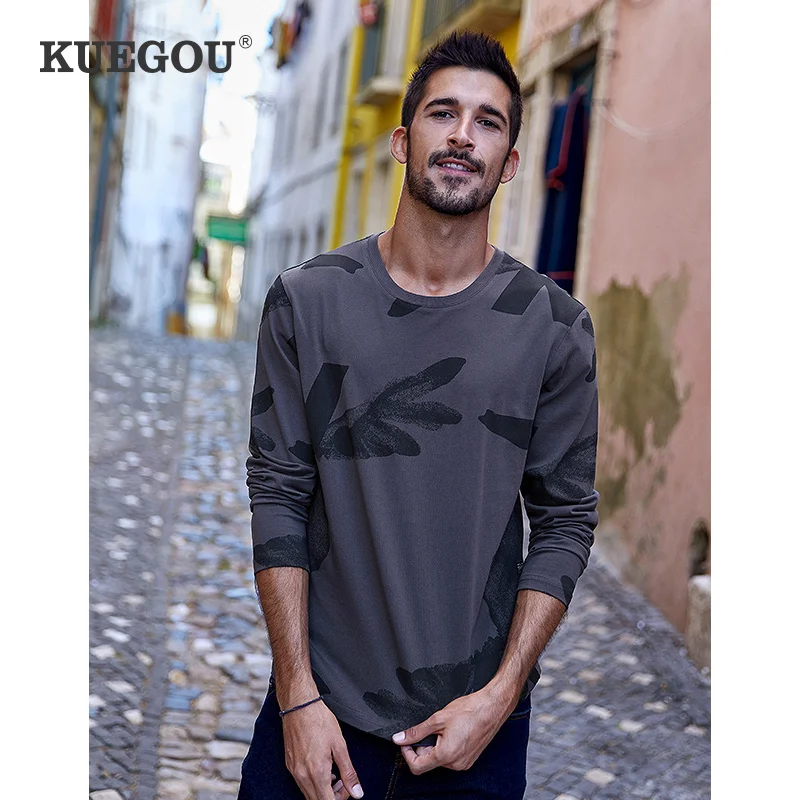 KUEGOU 100% Cotton Streetwear Men's T-shirt long sleeve fashion t shirt autumn spring Tees men clothing top plus size ZT-88097
KUEGOU 100% Cotton Streetwear Men's T-shirt long sleeve fashion t shirt autumn spring Tees men clothing top plus size ZT-88097