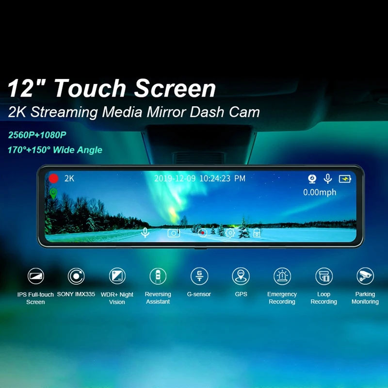 12 Inch Car DVR 2K Stream Media Dash Cam Contact Screen Dash Camera Dual Lens Rearview Mirror Driving Recorder
12 Inch Car DVR 2K Stream Media Dash Cam Contact Screen Dash Camera Dual Lens Rearview Mirror Driving Recorder