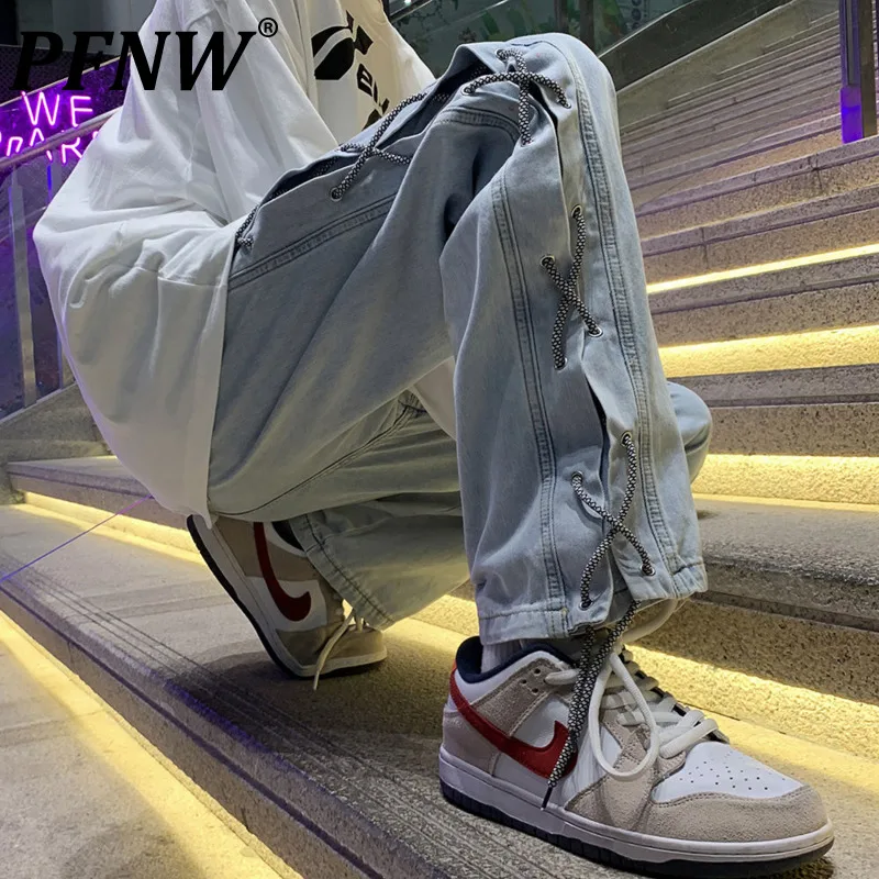 PFNW High Street 2021 Large Cargo Pants Cross Jeans Black Blue Side Webbing Decorative Loose Ins Trends Denim Trousers 12X1409
PFNW High Street 2021 Large Cargo Pants Cross Jeans Black Blue Side Webbing Decorative Loose Ins Trends Denim Trousers 12X1409