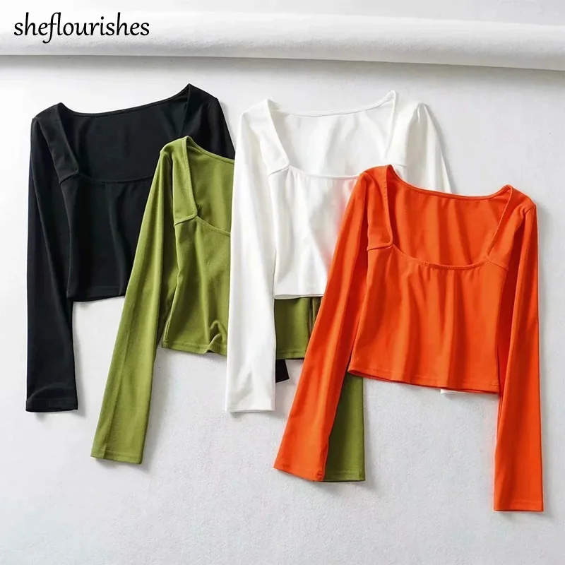 Summer long sleeve top women sexy t shirt white vintage square neck top knit casual woman tshirts solid cropped tees army green
Summer long sleeve top women sexy t shirt white vintage square neck top knit casual woman tshirts solid cropped tees army green