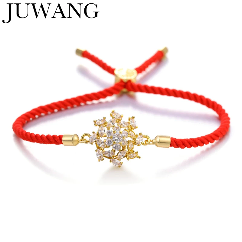 Luxury Flower Design Cubic Zirconia Crystal Flower Bracelets Red Rope Adjustable Bracelet For Women or Wedding Jewelry
Luxury Flower Design Cubic Zirconia Crystal Flower Bracelets Red Rope Adjustable Bracelet For Women or Wedding Jewelry