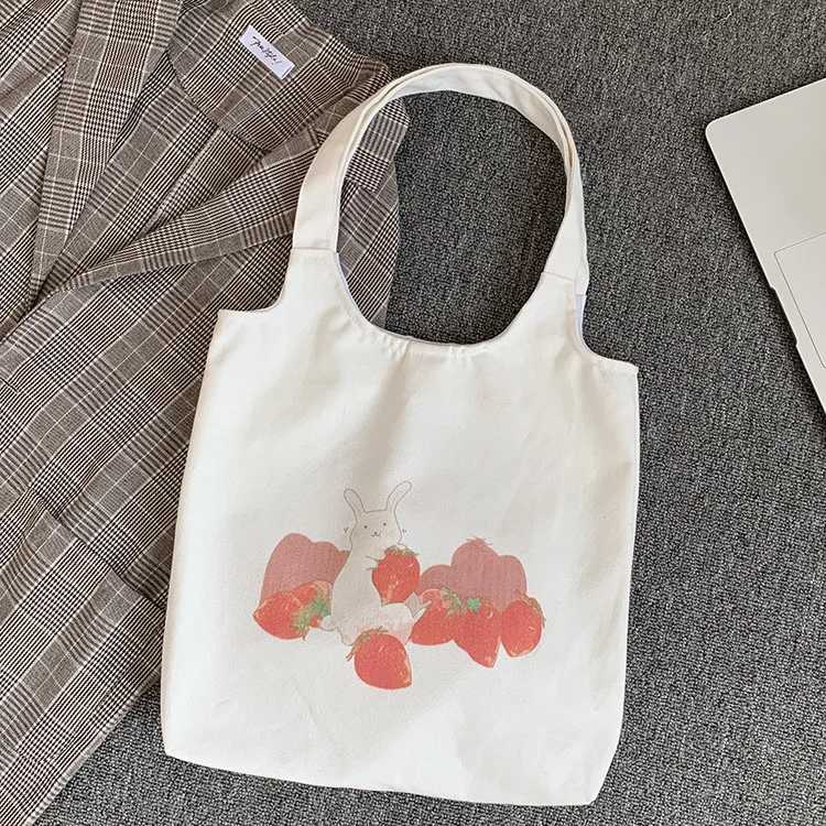 New Style Canvas Women Shoulder Bags Lovely Cartoon Strawberry Rabbit Printing Student Handbags Large Ladies Cloth Shopping Bag
New Style Canvas Women Shoulder Bags Lovely Cartoon Strawberry Rabbit Printing Student Handbags Large Ladies Cloth Shopping Bag