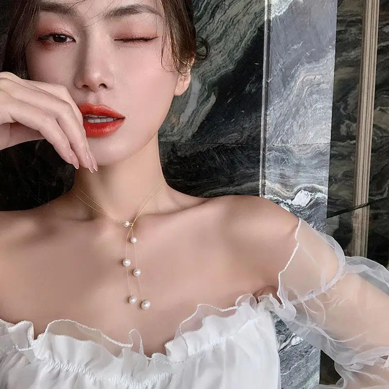 Таран Элегантные Изящные жемчужное ожерелье Новый интернет знаменитости модное