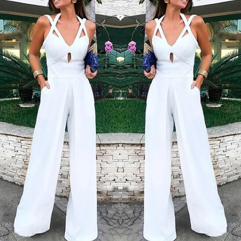2018 Autumn New Casual Wedding Jumpsuit Elegant Sleeveless Halter White Jumpsuit Ladies Coverall V-neck Sexy Jumpsuit
2018 Autumn New Casual Wedding Jumpsuit Elegant Sleeveless Halter White Jumpsuit Ladies Coverall V-neck Sexy Jumpsuit