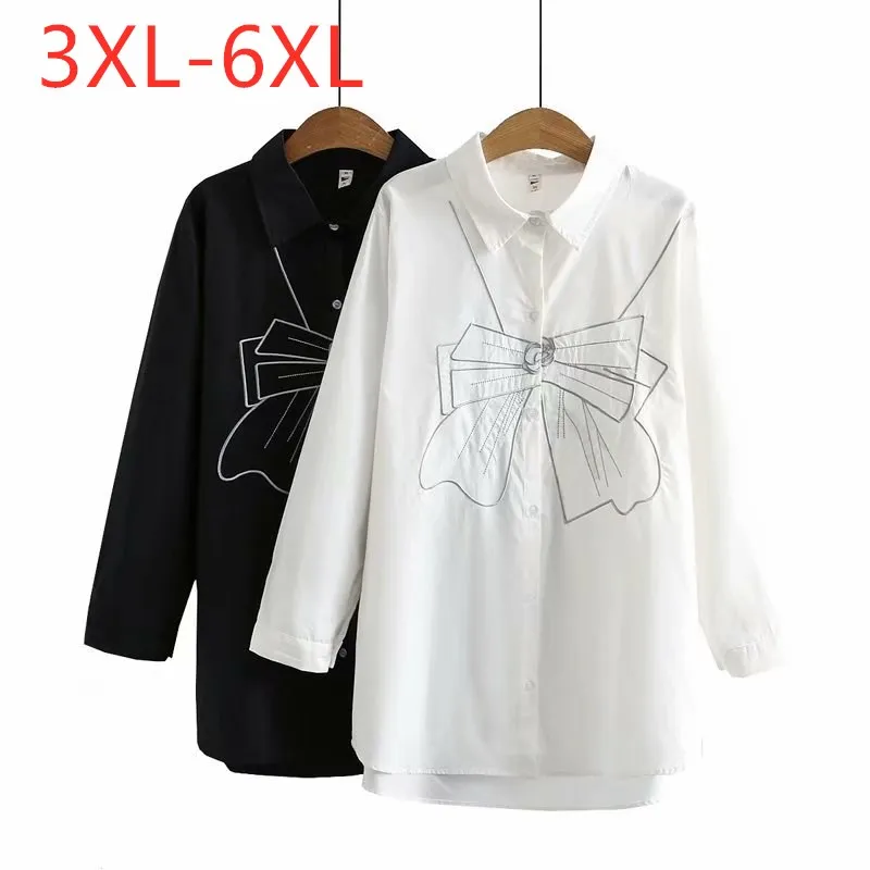 New Ladies Spring Autumn Plus Size Tops For Women Large Long Sleeve Loose White Embroidery Cotton Long Shirt 3XL 4XL 5XL 6XL
New Ladies Spring Autumn Plus Size Tops For Women Large Long Sleeve Loose White Embroidery Cotton Long Shirt 3XL 4XL 5XL 6XL