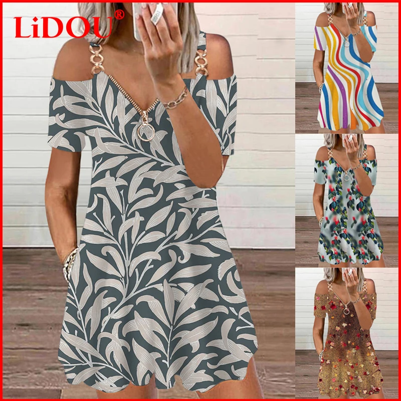 Woman Zipper V-neck Aesthetic Vintage Vacation Beach Bohemian Loose Off the Shoulder Floral Printed Sexy Dresses Female Clothing
Woman Zipper V-neck Aesthetic Vintage Vacation Beach Bohemian Loose Off the Shoulder Floral Printed Sexy Dresses Female Clothing