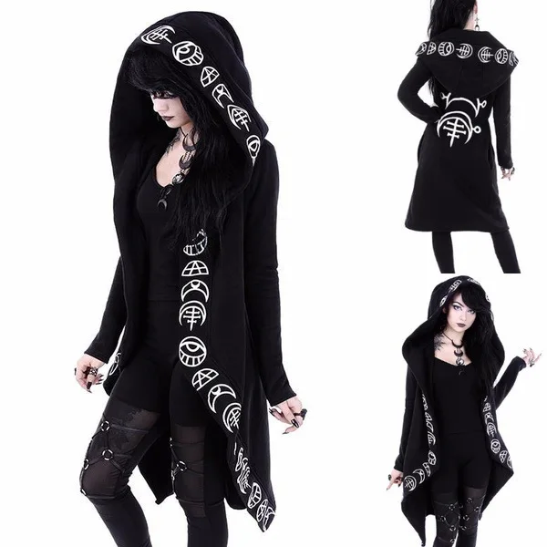 Gothic Punk Style Moon Print Long-sleeved Hooded Hoodies Women Sweatshirts Long Section Female Streetwear
Gothic Punk Style Moon Print Long-sleeved Hooded Hoodies Women Sweatshirts Long Section Female Streetwear