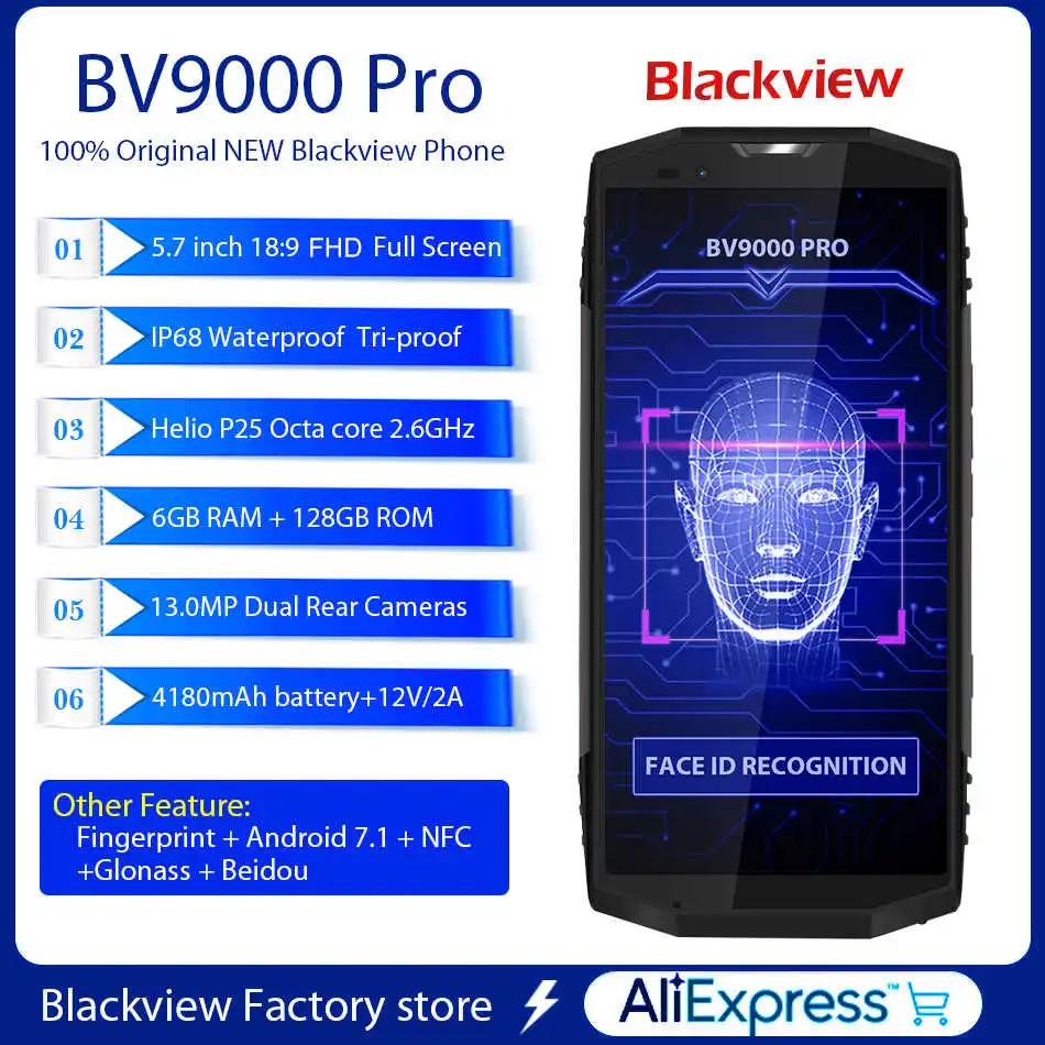 BLACKVIEW BV9000 PRO IP68 Водонепроницаемый Android 7 1 MTK6757CD Восьмиядерный 6G 128G 4180mAh двойная