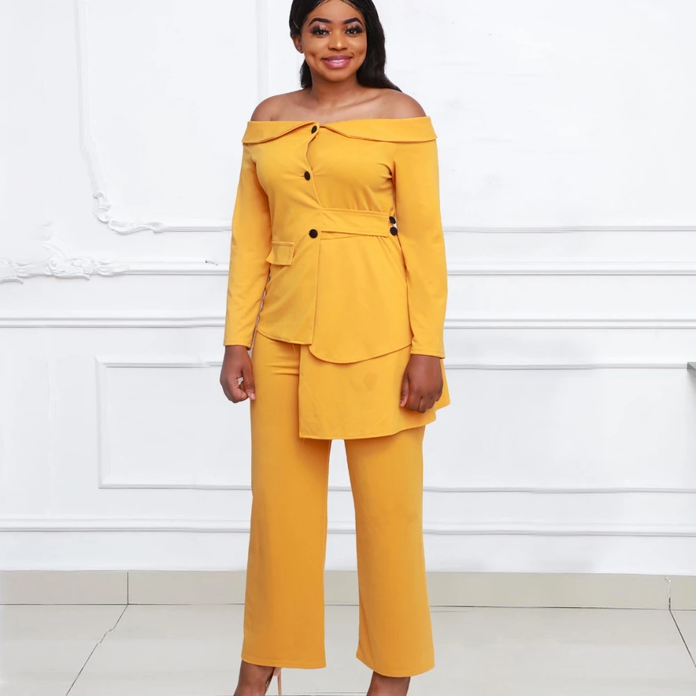 2 Piece Sets 2021 African Clohtes For Women New Arrival Spring Summer Two Pieces Sets Slash Neck Top Pants Africa Clothing
2 Piece Sets 2021 African Clohtes For Women New Arrival Spring Summer Two Pieces Sets Slash Neck Top Pants Africa Clothing